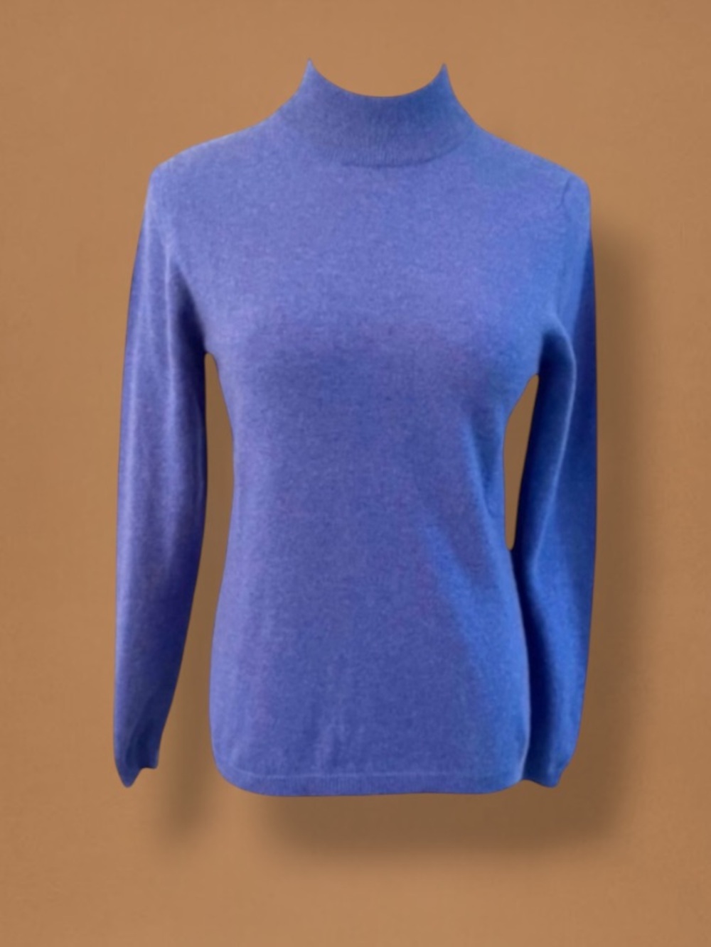 DEBRA C BEVERLY HILLS BLUE MOCK NECK CASHMERE SWEATER SIZE SMALL